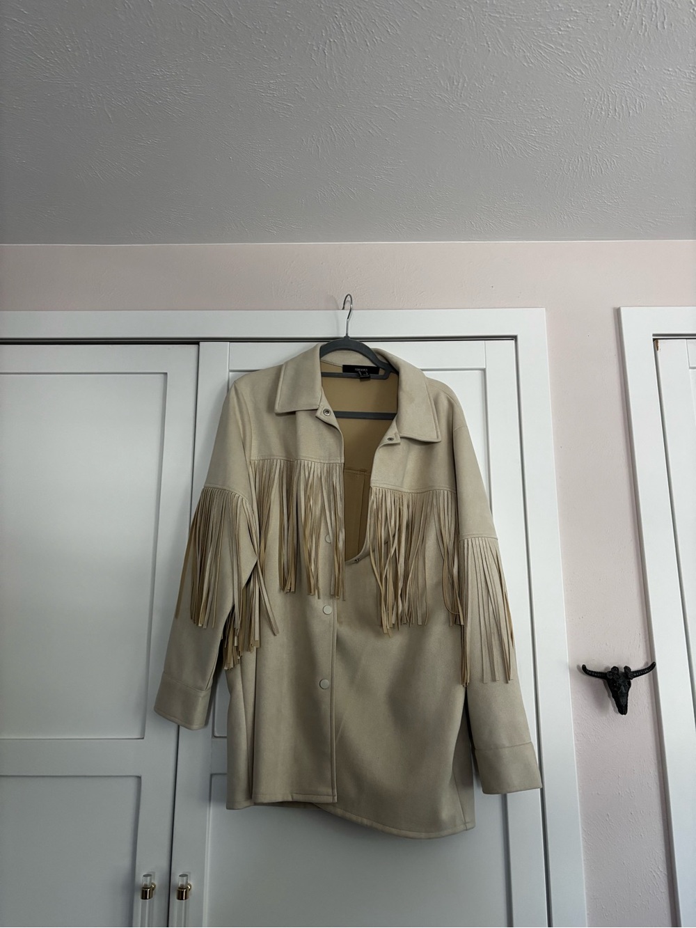 Forever 21 Beige Fringe Leather Jacket